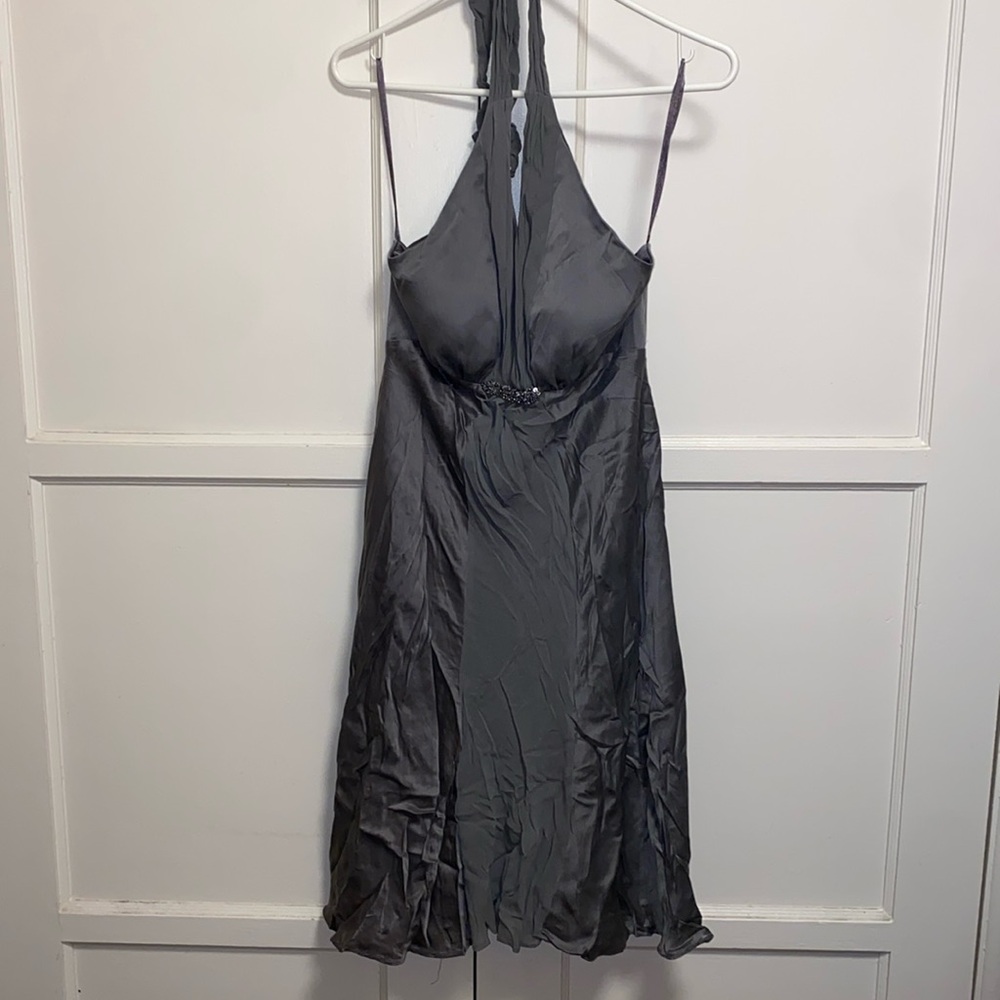 White House Black Market Size 4 Elegant Gray Halter Mini Dress